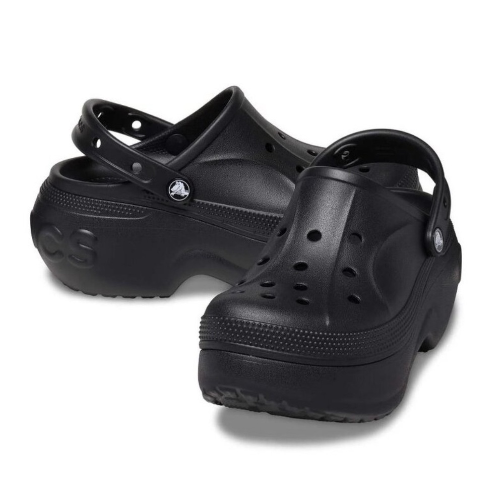CROCS Bella Black Platform Clogs - Picture 2 of 4